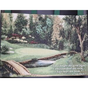 Donny Finley Golf Course Tapestry w/ 2 Timothy 4:7 & Hanging Loops 35.5"x25.5"
